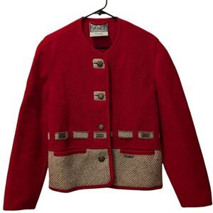 VTG Wesenjak Tirol Angelika Austria Red Wool Jacket Women's US 10